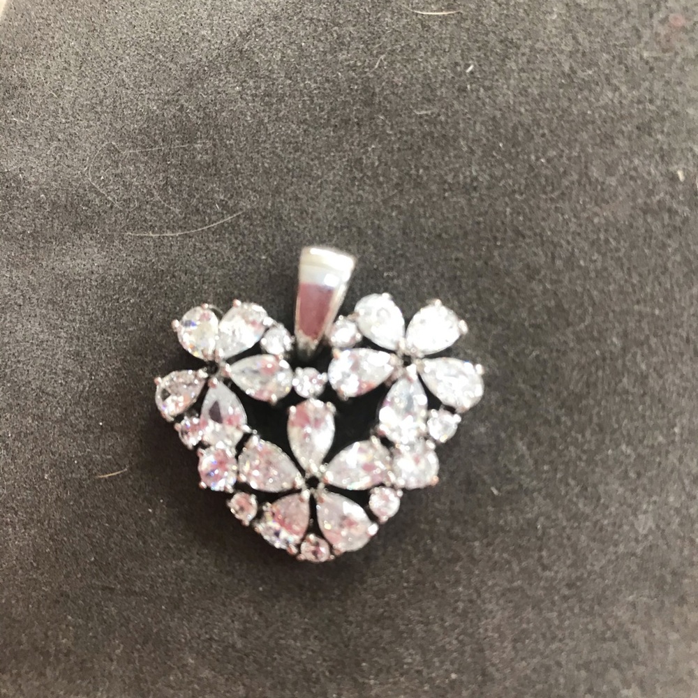 Sterling Silver Heart and Cubic Pendant 925